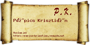 Pápics Krisztián névjegykártya